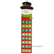 Sysow Calendrier de l'Avent à remplir calendrier de Noël à suspendre pendentif bonhomme de neige calendrier mural calendrier de Noël calendrier mural de Noël décoration de Noël