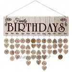TOYANDONA 1 Set Family Birthday Calendar Board DIY En Bois Anniversaire Rappel Calendrier Tenture Murale Plaque Avec 50 Disques Ronds 50 Disques Coeur