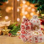 Ulikey Calendrier de l'Avent 24 Sachets en Tissu à Remplir Sac en Tissu de Calendrier de l'avent Remplissable Sachets de Jute avec l'Avent Autocollant pour DIY Décoration Noël