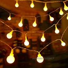 Guirlande Lumineuse 10M 80 Ampoules Guirlande lumineuse LED à Piles Petites Boules Blanc Chaud Décoration Romantique pour Fête Noël Halloween Mariage Anniversaire Soirée Décor Chambre Terrasse