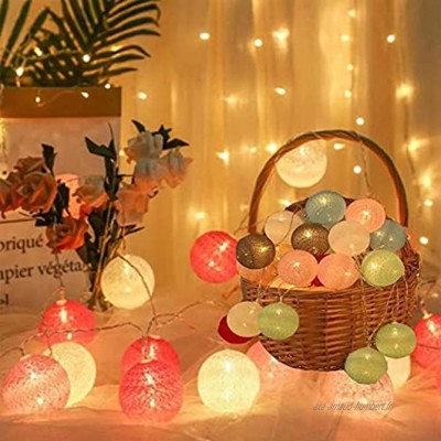 Guirlande Lumineuse en Boule de Coton à LED 35 boules 6M USB rideau en coton veilleuse pour chambre à coucher mariage fête chaîne lumineuse d'intérieur pour fête de Noël d'Halloween