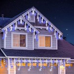 Guirlande Lumineuse Stalactite 1000 LED Bleu et Blanc brillant,lumières de Noël extérieure & intérieure avec 8 fonctions de mode Alimentation Secteur avec Longueur éclairée 35m Câble Blanc