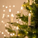 Lights4fun Guirlande Lumineuse de Noël avec 50 Bougies Crèmes LED Blanc Chaud à Pince pour Sapin