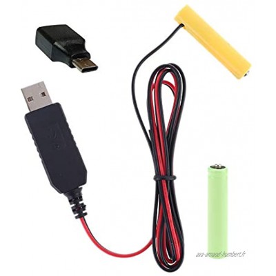 LLLucky Éliminateur de Batterie AAA Câble d'alimentation USB Type C Remplacer 1-4 pièces AAA Batterie Noire