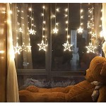 Rideau Lumineux 12 Étoiles 138 Leds Guirlande Guirlande Lumière IP44 8 Modes avec Fonction Rythmique Intérieur Extérieur Rideau Lumière Décorative pour Fenêtre Soirée Mariage Noël