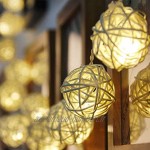 Uoging Guirlande Lumineuse pour Intérieur 40 boules en rotin LED Blanc Chaud Indice IP20 5M Noël Maison Chambre Salon Décor