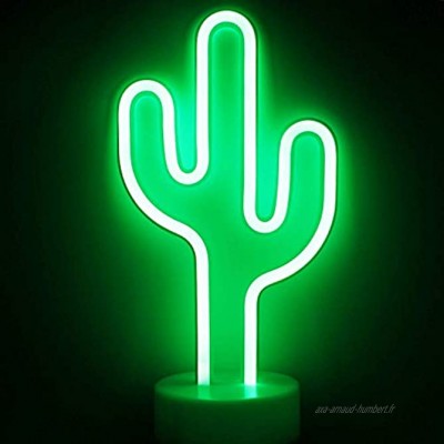 XIYUNTE Cactus néon Light avec base Veilleuses LED Cactus Lampes d'ambiance Vert Signes Batterie Opération veilleuses Luminaires intérieur décoration pour le salon
