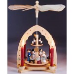 BRUBAKER Pyramide de Noël en Bois Figurines peintes à la Main 2 Étages Hauteur 30 cm Crèche avec l'enfant Jésus Marie et Josef Anges et Carolers