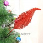 décoration de Noël de Tournesol Forme Glitter Feuilles Branche de Noël Ornement Color : Red