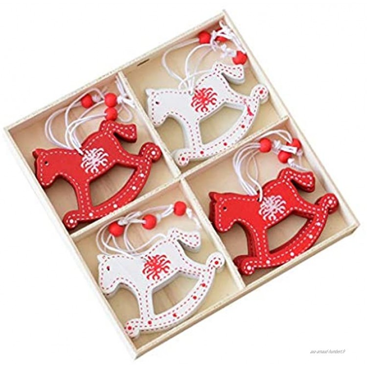 décoration de Noël,Douze Ins Arbre Pendentif Flocon de Neige en Bois Mini Elk Color : G