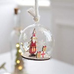 décoration de Noël,éclairage Renne Nordique Veilleuse Ornements en Verre d'arbre de Noël Boules de Neige Color : F
