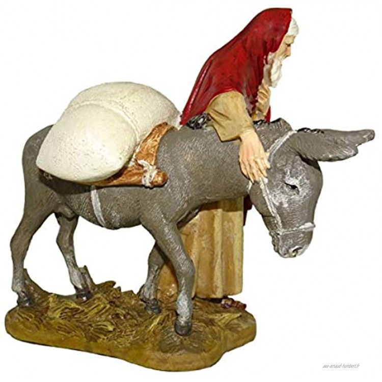 Ferrari & Arrighetti Nativité Figurine Berger Errant avec âne Collection Martino Landi 12 cm
