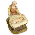 Ferrari & Arrighetti Nativité Figurine Vierge Marie avec Bébé Jésus dans Le Berceau Collection Martino Landi 12 cm