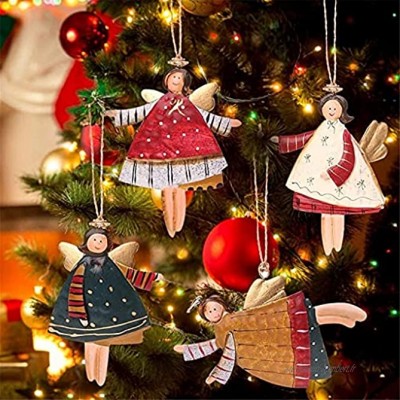 SSMDYLYM 4pcs Angel Nouvel an Métal Christmas Christmas Ornements Pendentifs Pending Cadeaux Décoration d'arbre de Noël for la Maison Color : A Size : One Size