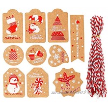 SSMDYLYM 50pcs Noël Christmas Kraft Paper Tags Joyeux Noël Tag Arbre de Noël Suspendre Une étiquette d'ornement à la Maison Color : A Size