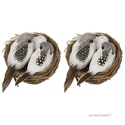 Amosfun nid d'oiseau Artificiel avec des Oeufs Faux modèle d'oiseau Ensemble décoration de Jardin pour Bureau Maison fête Fournitures 8pcs