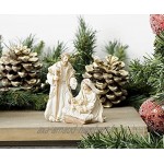 Baroni Home Figurines en résine Nativité avec Saint-Joseph Vierge et Jésus pour enfant décoration de Noël H 12 cm Doré