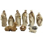 basisago Crèche De Noël Traditionnelle avec 10 Personnages De La Nativité Décorations De Noël,27.5×15.5×13.5CM