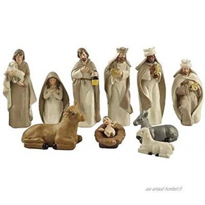 basisago Crèche De Noël Traditionnelle avec 10 Personnages De La Nativité Décorations De Noël,27.5×15.5×13.5CM
