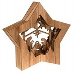 Clever Creations Étoile en Bois représentant la Nativité scène de Noël Religieuse à Collectionner Piles rétro-éclairage LED en Relief décoration de fête 26,7 cm