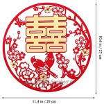 NUOBESTY 3 Pièces Chinois Décorations De Mariage Traditionnel Rouge Salut Mots Pâte Double Stickers Floqué Tissu Coupe- Papier Porte Fenêtre Autocollants