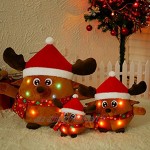OULII Figurine Renne Noel Musical Peluche Lumineuse LED Coussin Noel Decoration de Noel 22cm