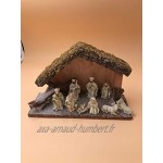 Unbekannt Crèche avec figurines en bois et pierre 18 cm