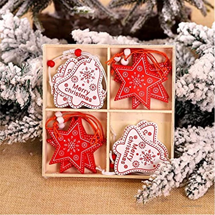 XYZMDJ 12pcs Snowflakes de Noël Pendentifs en Bois Ornements d'arbre de Noël Accueil Homage Décor Color : D Size : One Size