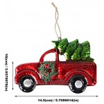 Amosfun Camion de ramassage avec sapin de pin Ornement pour Noël Maison de vacances Cadeau Rouge