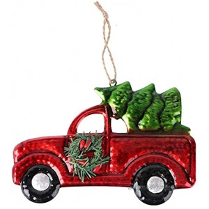 Amosfun Camion de ramassage avec sapin de pin Ornement pour Noël Maison de vacances Cadeau Rouge