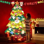 aovowog Feutre Sapin de Noël DIY 75 x 100 cm Porte Wall Décoration Arbre de Noël avec 50 LEDs lumières 32+1 Ornements détachables Convient pour Christmas