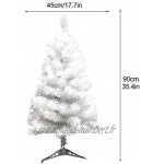 Atroy Sapin de Noël blanc artificiel de 90 cm avec base en plastique petit sapin de Noël pour décoration de fête à la maison