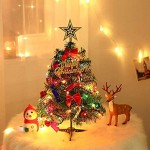 Dream Loom Sapins de Noel Artificiel 60 cm Mini Sapin de Noel avec guirlandes Lumineuses et Ornements,Décoration de Noël pour Table