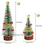 LIHAO 6pcs Sapins de Noël Miniature Arbres de Noël Artificielles Pin Enneigé avec Base en Bois pour Décoration de Maison 10cm 15cm