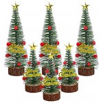 LIHAO 6pcs Sapins de Noël Miniature Arbres de Noël Artificielles Pin Enneigé avec Base en Bois pour Décoration de Maison 10cm 15cm