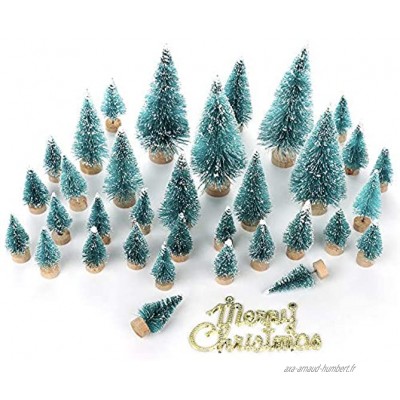 LouisaYork Sapin de Noël miniature 34 pièces mini arbre de Noël en sisal mini paysage pour décoration de table