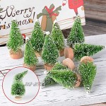 MEJOSER 30 PCS Mini Sapin de Noël Artificiel Arbre de Noël Base en Bois pour Noël DIY Vitrine Table Décoration Vert
