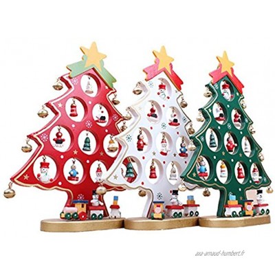 ROSENICE Arbre de Noël Mini Sapin de Noël en Bois avec Suspensions Décoration Rouge Un Pièce