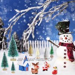 Sapin de Noel Artificiel Mini Arbre de Noël 35Pcs kits d'ornement miniature de noël mini arbres de pin de noël arbres en sisal givré père noël guirlande de noël renne ornements mignons pour neigeux