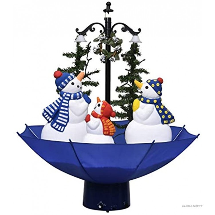 vidaXL Arbre de Noël Neigeux avec Base de Parapluie Décoration de Noël Sapin Artificiel Salon Salle de Séjour Maison Intérieur Bleu 75 cm PVC
