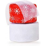 2 Rouleaux Rubans Organza Noël Décoration Sapin de Noël Arbre Motif Flocon de Neige pour Emballage de Cadeaux Mariage Bricolage