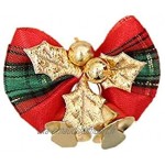 Amandaus Lot de 24 décorations de Noël en forme de nœud cloche et nœud rouge pour sapin de Noël motif écossais rouge et vert