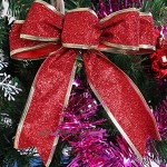 Générique 5Pcs Paillettes Arbre de Noël Arcs Noël Cadeau Noeud Ruban pour Arbre de Vacances Ornements Suspendus Emballage Cadeau Arcs Fournitures Rouge