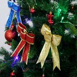 Générique 5Pcs Paillettes Arbre de Noël Arcs Noël Cadeau Noeud Ruban pour Arbre de Vacances Ornements Suspendus Emballage Cadeau Arcs Fournitures Rouge