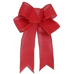 HJHIWE Lot de 12 nœuds de Noël en toile de jute rouge 24,9 x 19,1 cm couronne de Noël nœud pour décoration de sapin de Noël à suspendre pour bricolage bouquets maison mariage