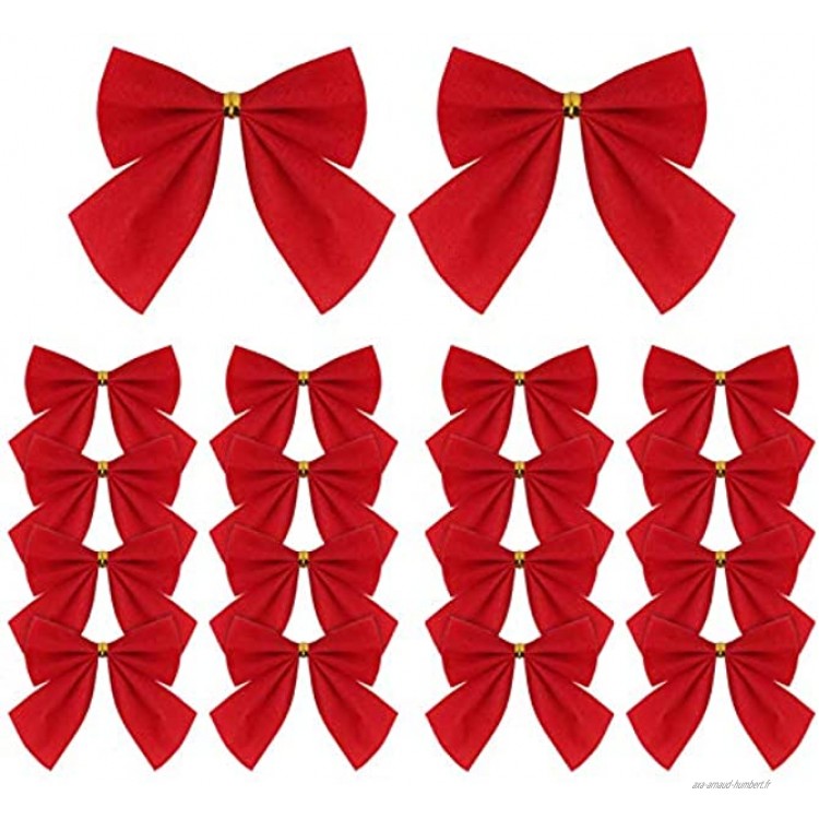 Lot de 120 mini nœuds en ruban rouge pour sapin de Noël couronnes de Noël décoration de cadeaux 5,5 cm