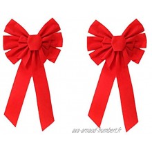 Lot de 2 noeuds de Noël en velours rouge 50,8 x 25,4 cm
