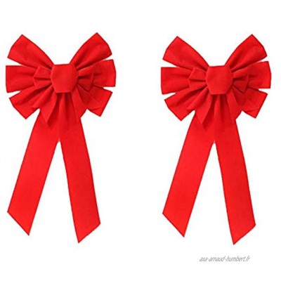 Lot de 2 noeuds de Noël en velours rouge 50,8 x 25,4 cm