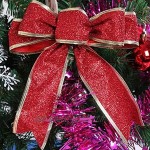 Pumpumly Lot de 10 grands nœuds décoratifs de Noël en ruban pailleté fait à la main