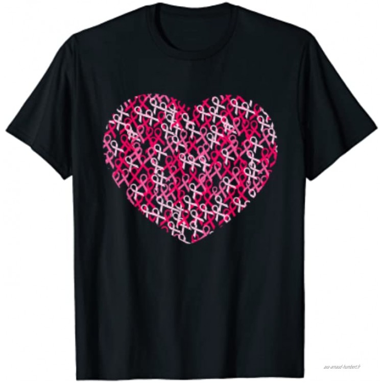 Ruban Coeur Cadeau de sensibilisation au cancer du sein T-Shirt